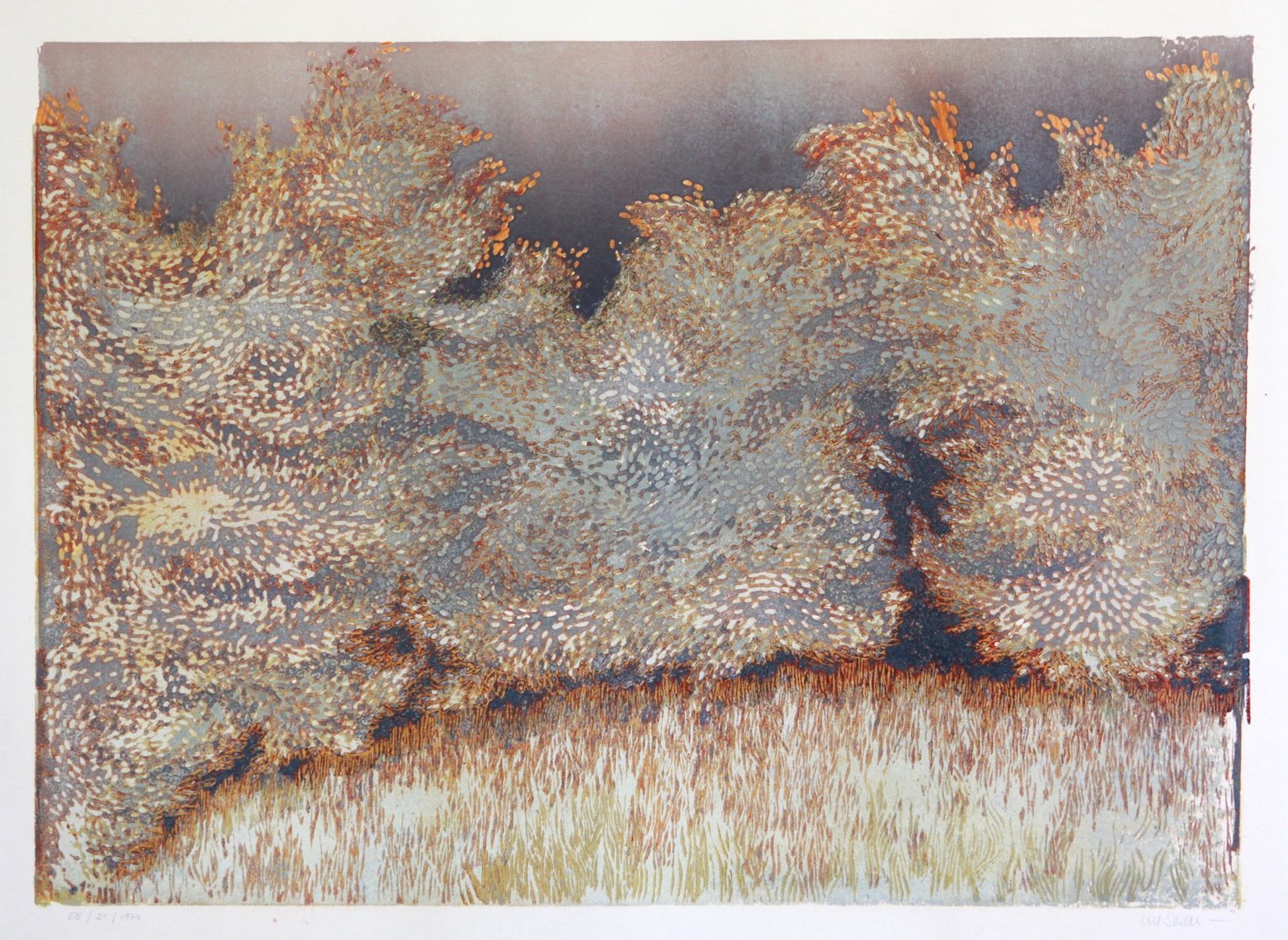 1973 Linolschnitt 4 Farben 48 × 21 cm