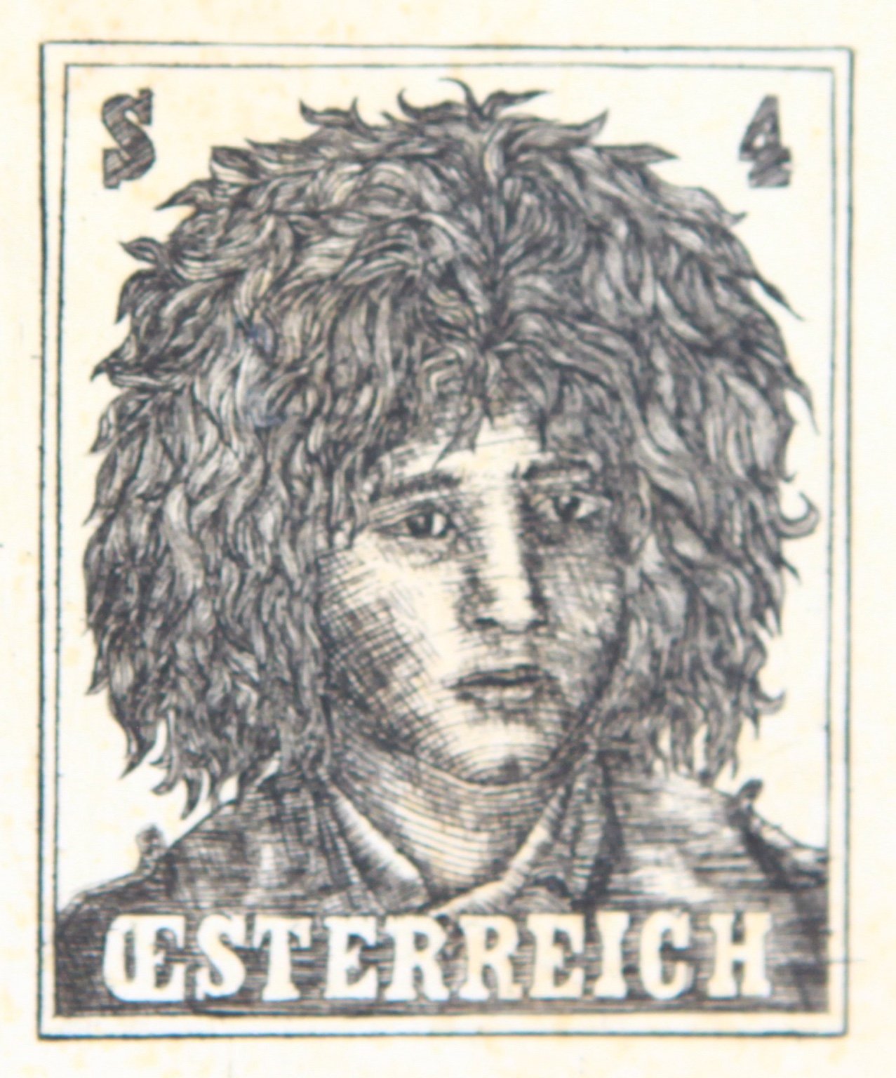 Kupferstich Selbstportrait Schulzeit 3 × 4,8 cm
