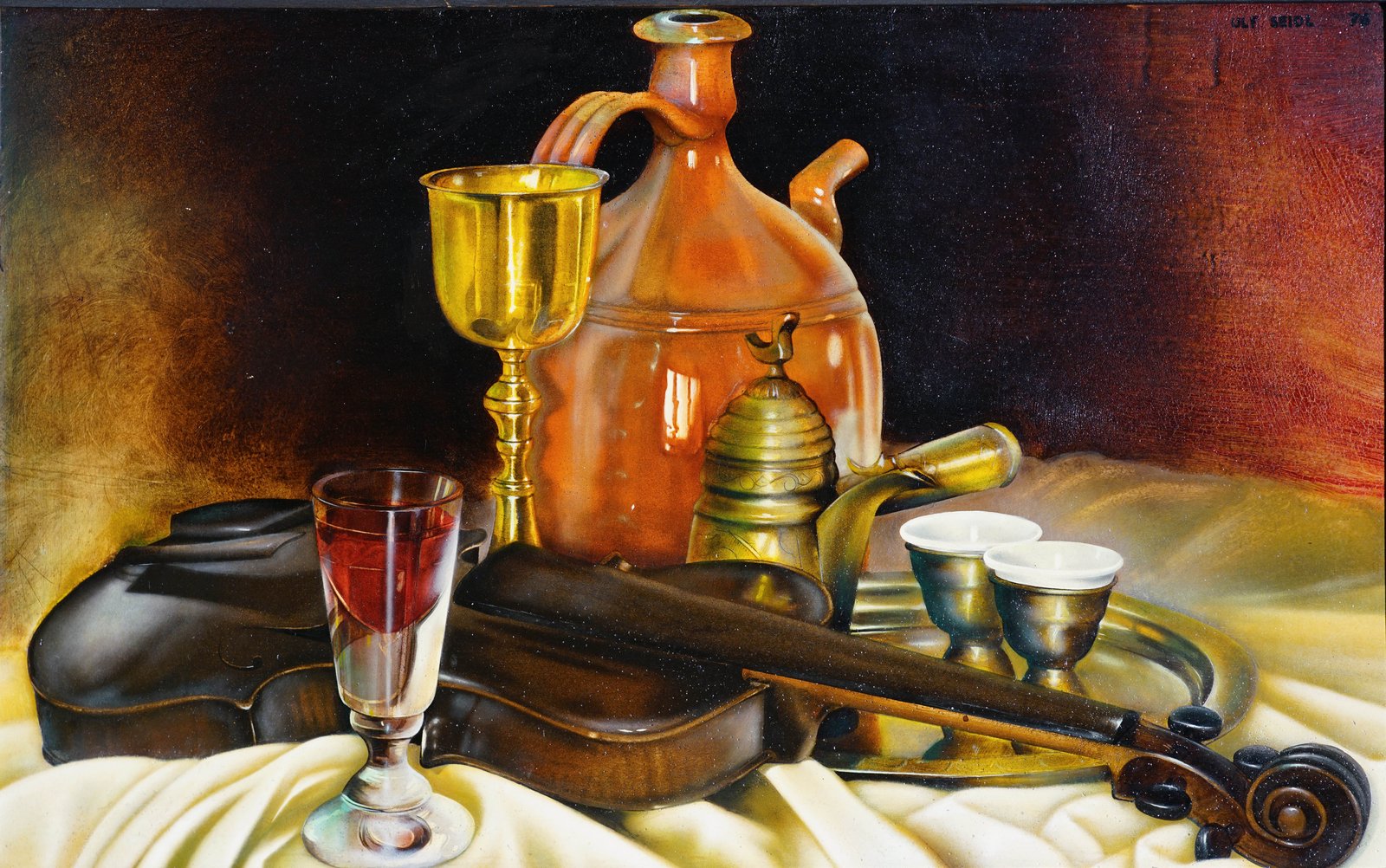 1975 Öl Stillleben 54,5 × 33,5 cm