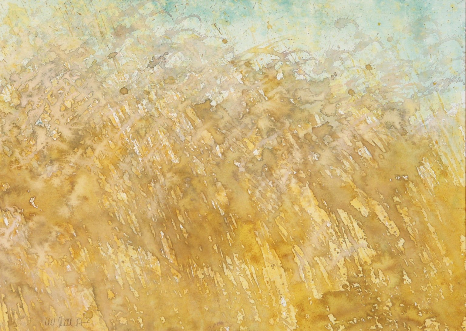 1987 Aquarell Kornfeld im Gegenlicht 37,9 × 26,9 cm