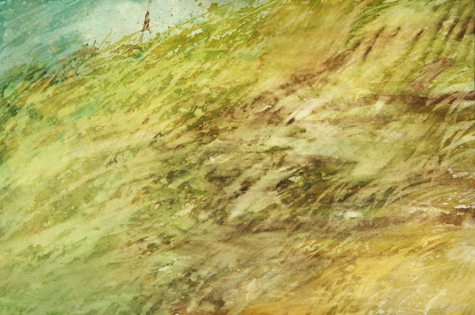 1987 Aquarell Wind in den Gräsern 44,7 × 30 cm