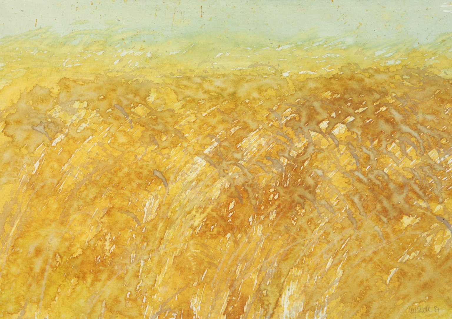 1987 Aquarell Wogende Ähren 37,7 × 26,5 cm