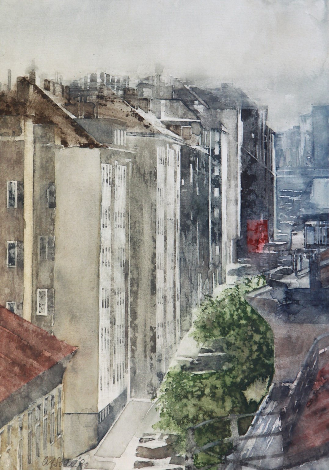 1990 Aquarell Graf Starhemberggasse 27,2 × 38,4 cm