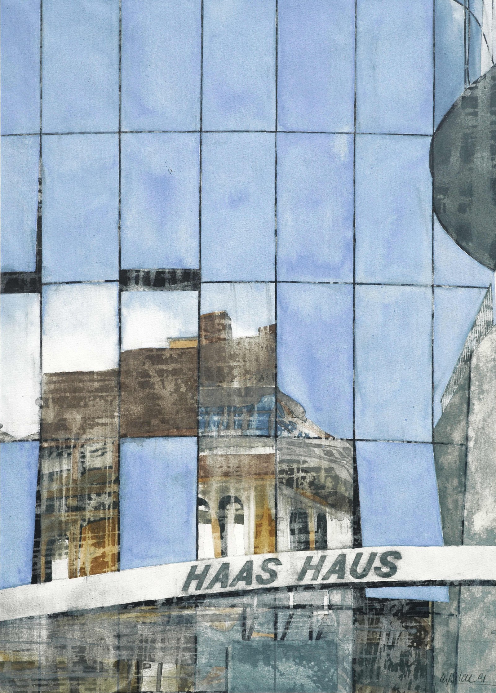 1990 Aquarell Haas Haus I 27 × 39 cm
