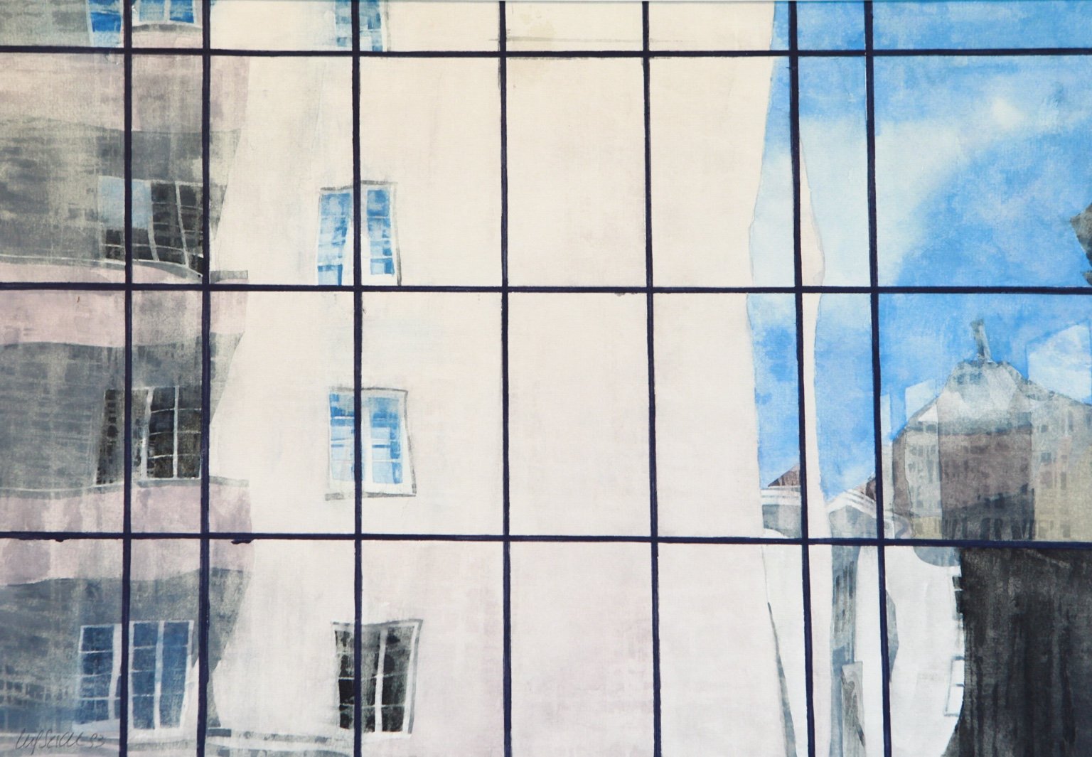 1993 Aquarell Fassadenspiegelung 39 × 27,2 cm
