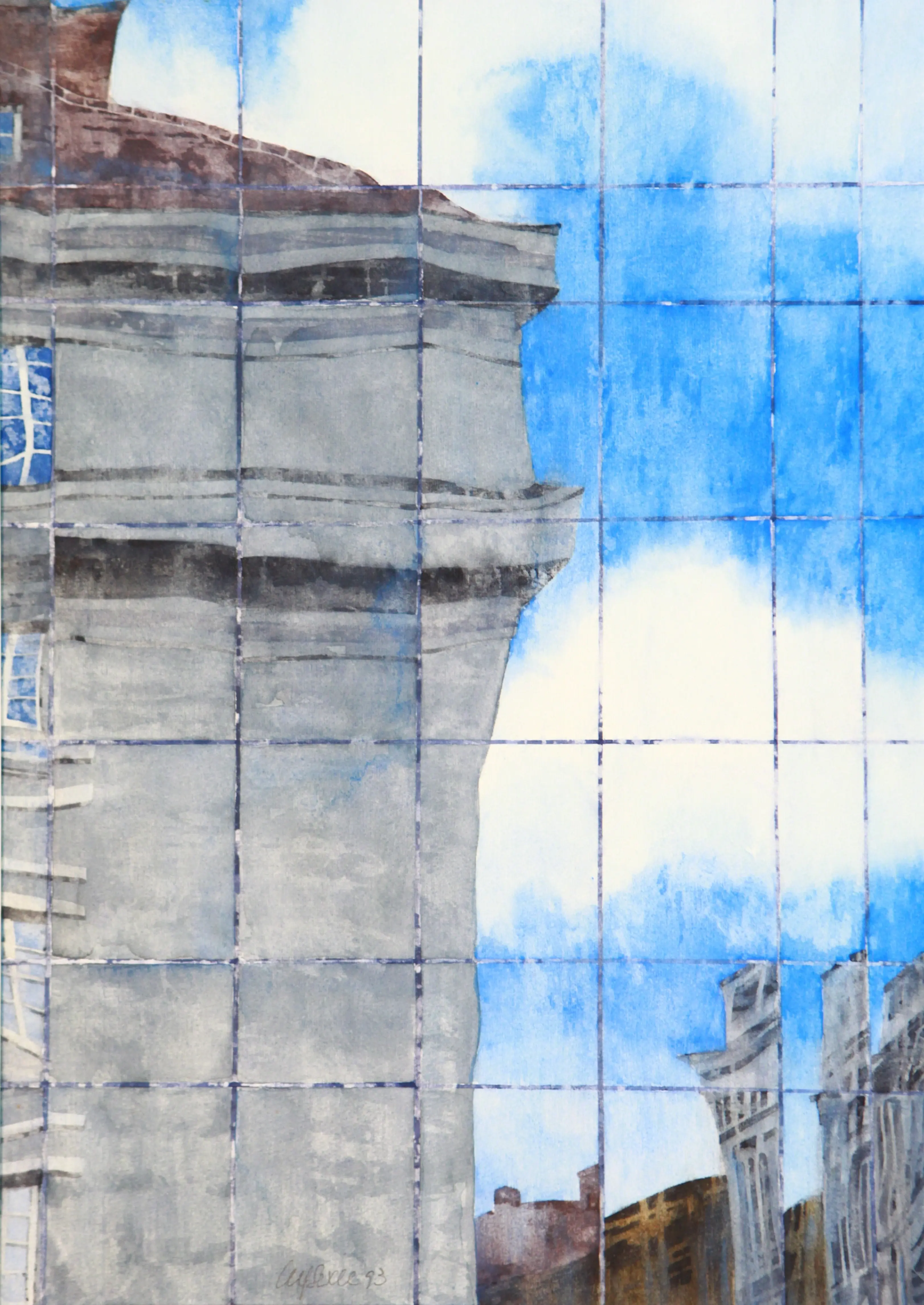 1993 Aquarell Spiegelung 27,5 × 38,6 cm