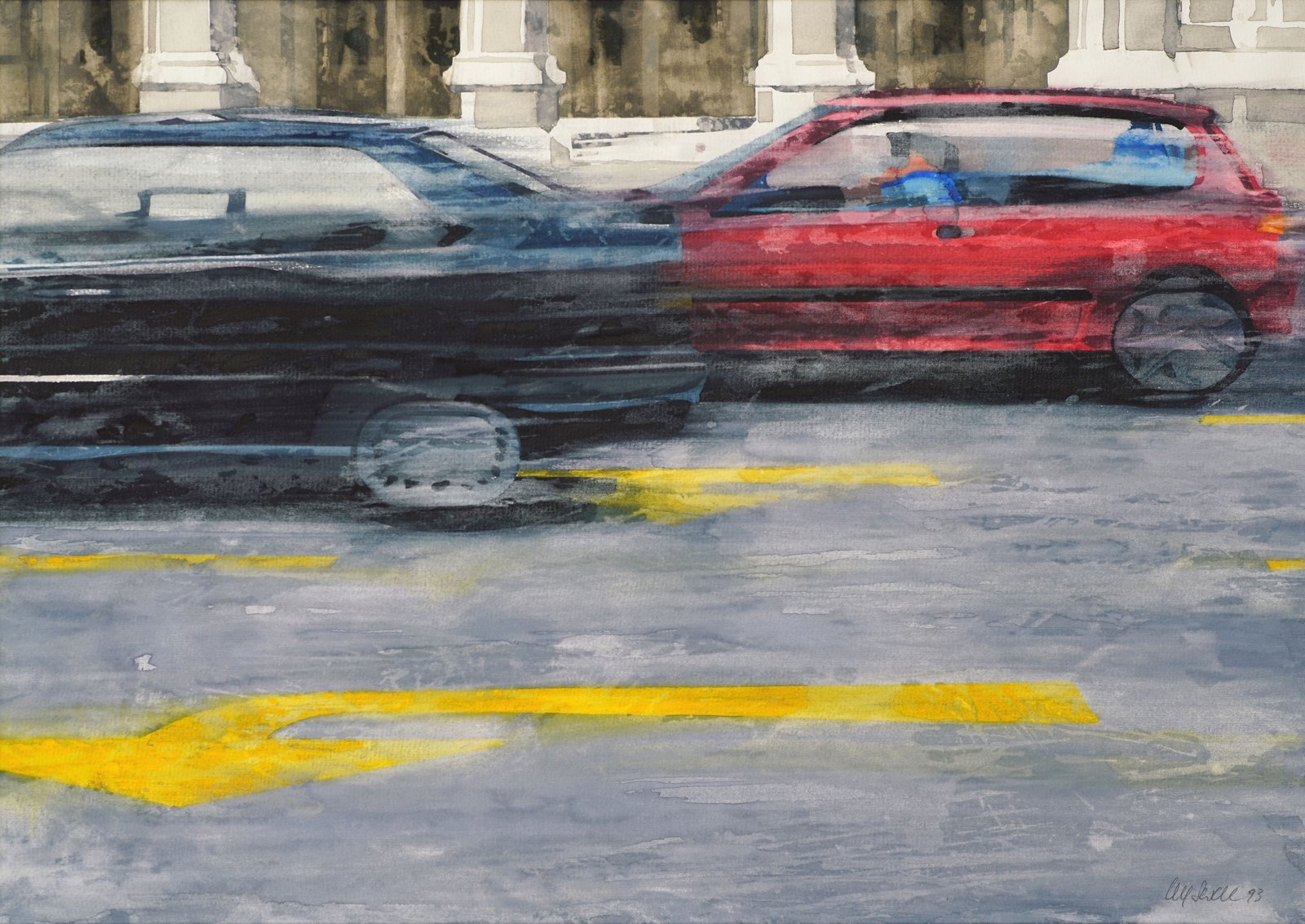1993 Aquarell Vor der Oper 39 × 27,8 cm