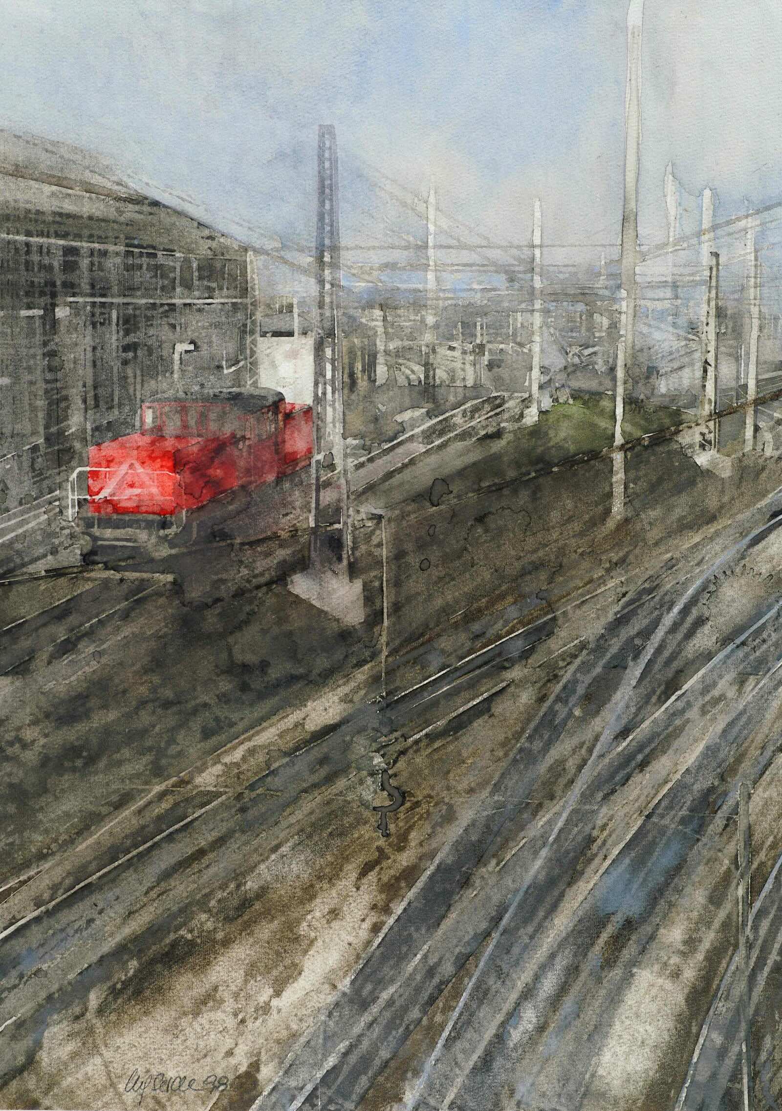 1998 Aquarell Bahnhof in Salzburg 27,2 × 38,3 cm